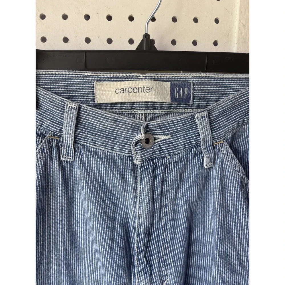 Gap Hickory Stripe Jeans Carpenter Faded Mens 35x32 Loose Straight Railroad